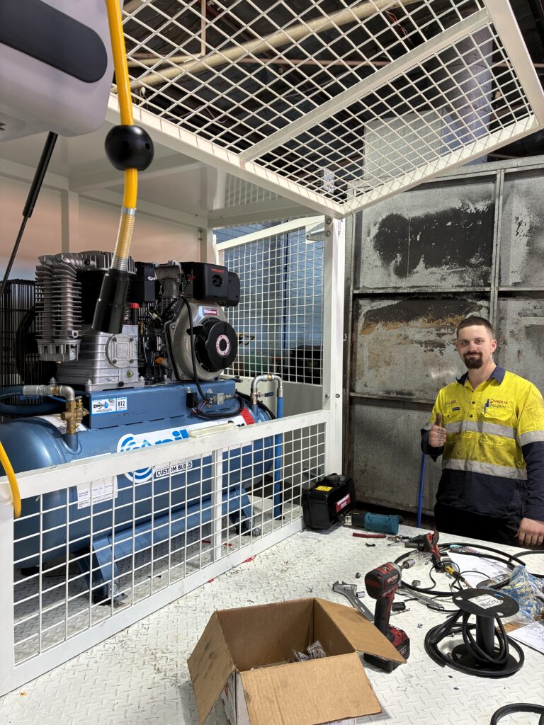 ash working on tyre truck fit out 2 How Air & Power Delivered Four Custom Truck Compressor Fitouts for Tyreline’s Expanding Fleet 5